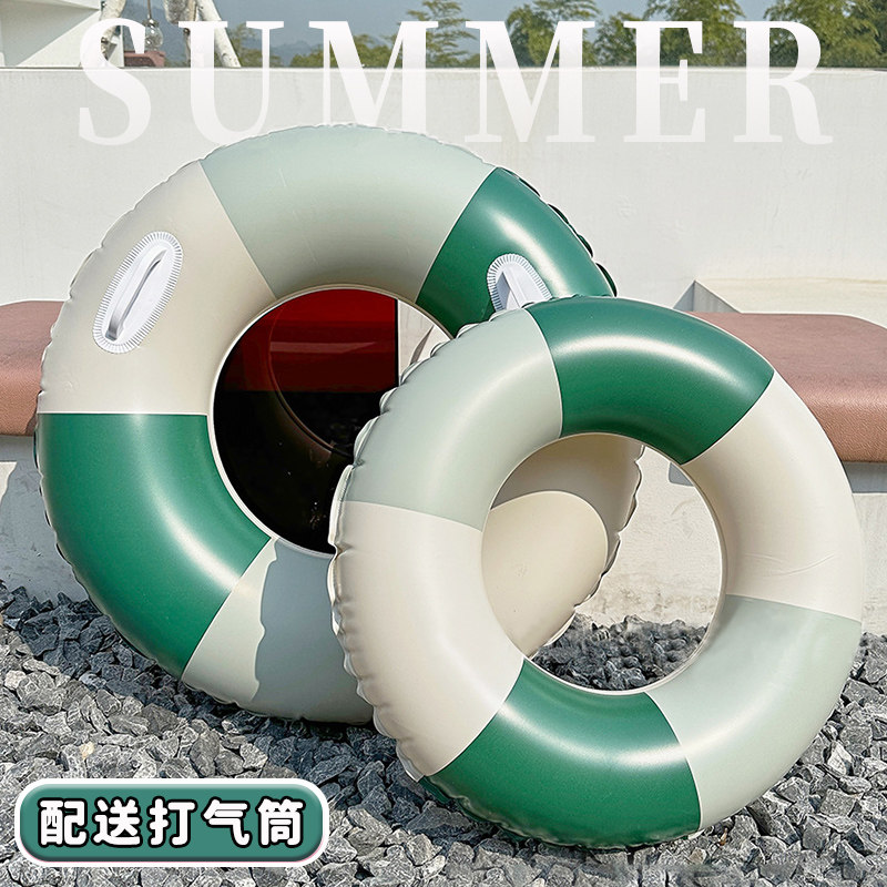 Mới dày PVC bơm hơi người lớn retro sọc bơi có tay cầm nước đồ chơi phao cứu sinh cửa hàng intex phao bơi con vịt