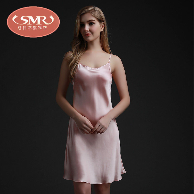 SMR/珊目尔100桑蚕丝真丝睡衣女夏吊带睡裙 性感真丝夏天家居服