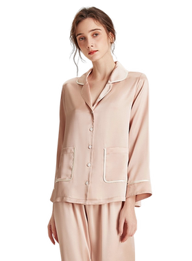 真丝睡衣女桑蚕丝春秋家居服套装