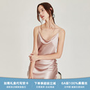 新款 性感荡领真丝睡裙夏100%桑蚕丝吊带睡衣女丝绸纯欲风夏季 内搭