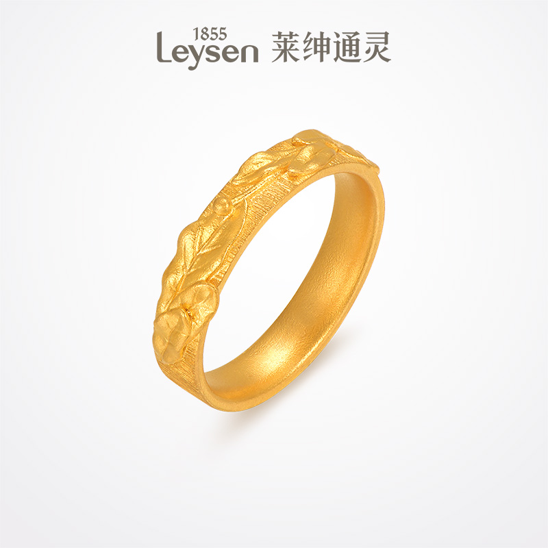【商场同款】莱绅通灵传世金花嫁计价金 桃金娘花环 足金黄金戒指