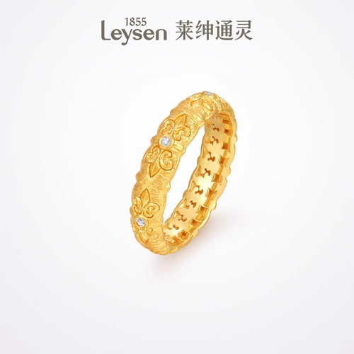 莱绅通灵传世金 鸢尾系列并蒂花999足金古法5G黄金钻石结婚礼物