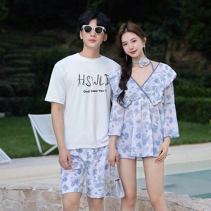 情侣泳衣2025新款情侣款套装性感游泳衣三件套沙滩裤海边度假泳装