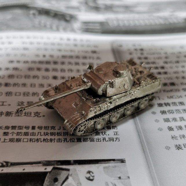 1/144白铜铸造黑豹d型中型坦克全金属成品军事战车模型摆件战棋