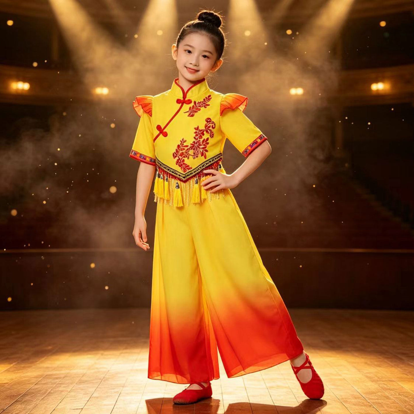 少儿灯忆故乡情表演儿童古典舞演出服手提灯笼表演服元旦喜庆服装