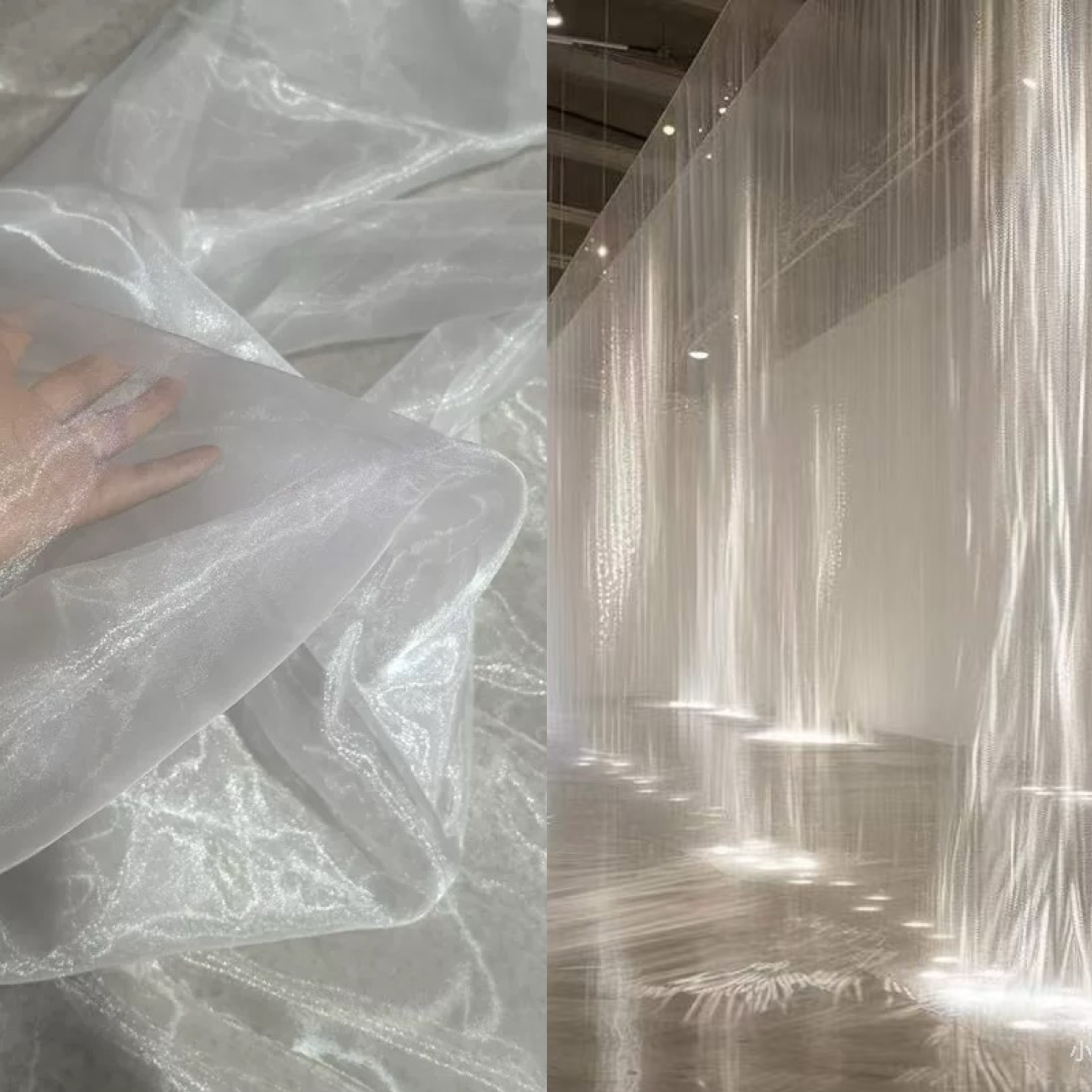 白色珠光液态水光纱高透 婚礼现场布置纱幔舞台背景装饰布料波光