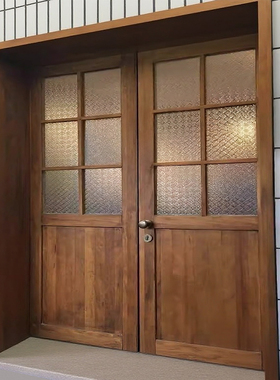 推拉实木门平开门中古风实木门商铺玻璃门木门室内门卧室门折叠门