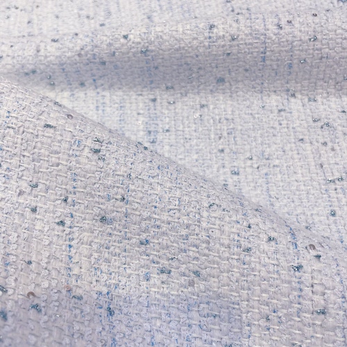 小香风布料春秋新品 香奶奶同款 蓝色手工编织混纺粗花呢服装面料