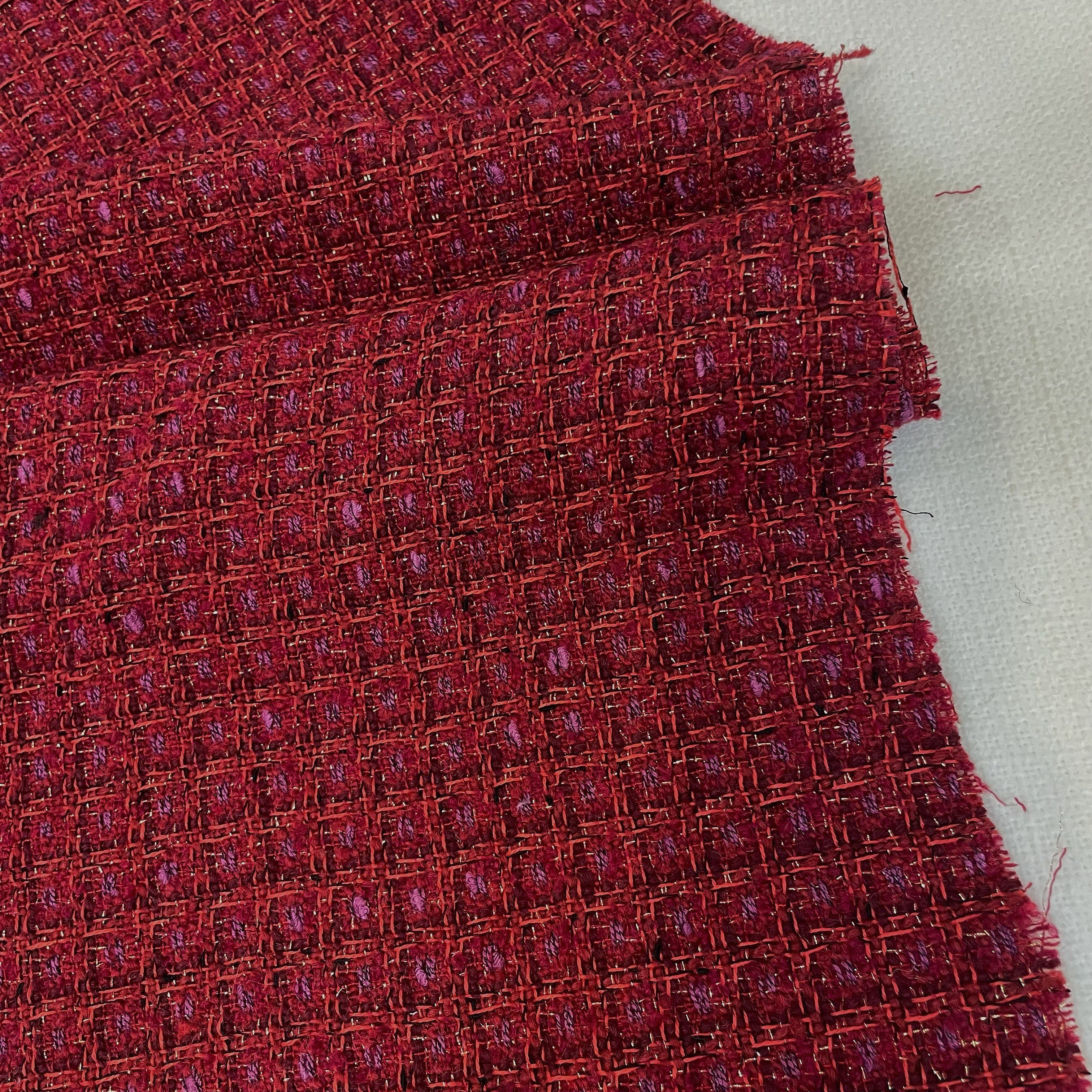 小香风布料 复古系列 暗红色手工编织粗花呢服装外套女,居家布艺,海绵垫/布料/面料/手工diy,淘宝优惠券,粉丝福利购,淘宝优惠卷