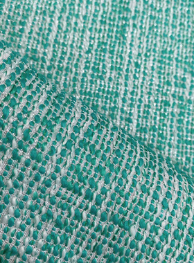 小香风布料 外贸进口 春夏薄款 翠绿色编织粗花呢服装面料