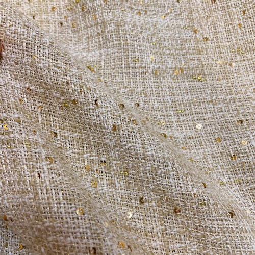 小香风布料 春夏新品 米金色手工 编织混纺粗花呢服装面料