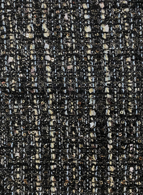 小香风布料 外贸进口 日韩进口 亮闪闪黑灰色珠片 粗花呢服装面料