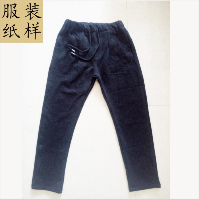 男童韩版哈伦松紧腰裤子纸样1比1实物牛皮纸板DIY缝纫衣服排版图