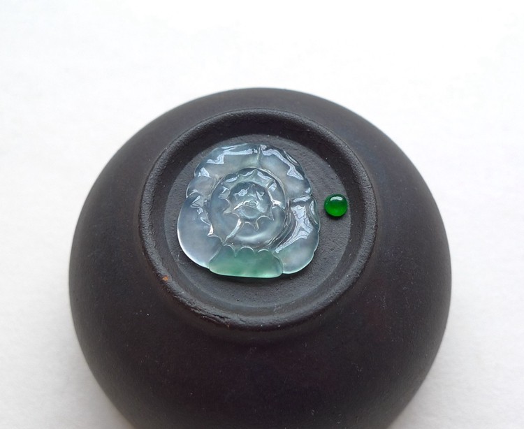老种高冰富贵小花小坠0817 阳吉翡翠缅甸A货揭阳工天然翡翠花件料