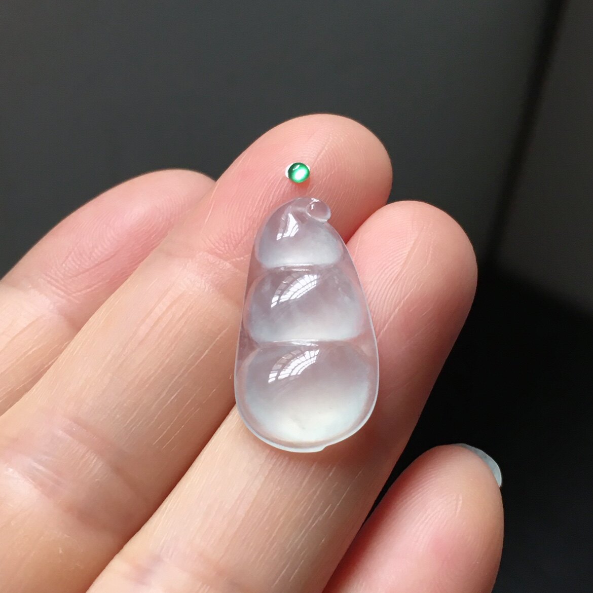 阳吉翡翠揭阳工纯种冰豆 胖福豆裸石小坠料23毫米 四季发财豆缅甸