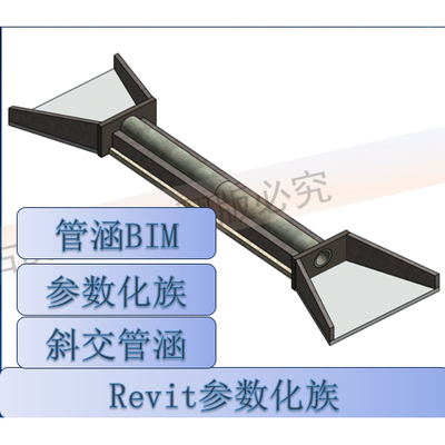 管涵 涵洞BIM模型Revit参数化族 八字墙 代做 建模 公路涵洞