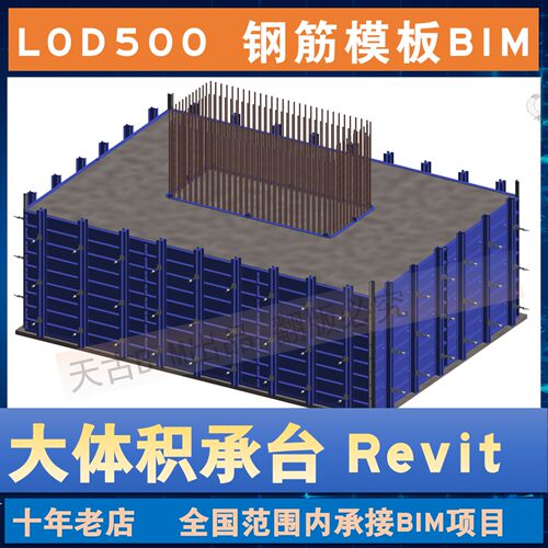 LOD500 大体积混凝土承台钢筋钢模模板Revit模型代做 BIM建模