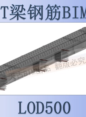 LOD500预制T梁中梁边梁桥梁Revit钢筋模型BIM钢筋代做参数化梁族