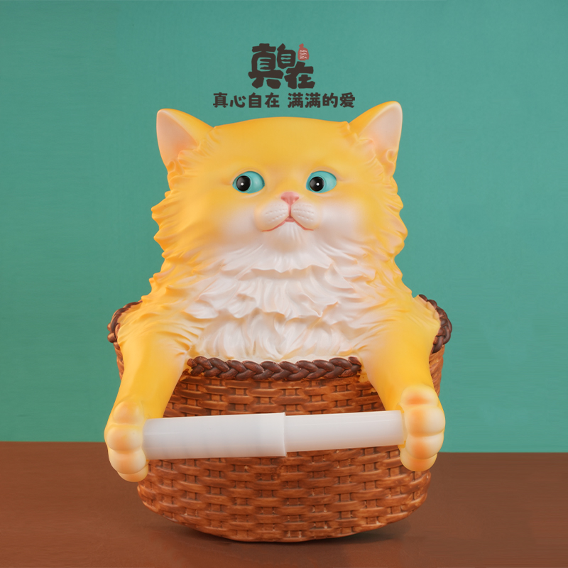 卫生间装饰品创意可爱猫纸巾架壁挂厕所手纸架洗手间免打孔神器