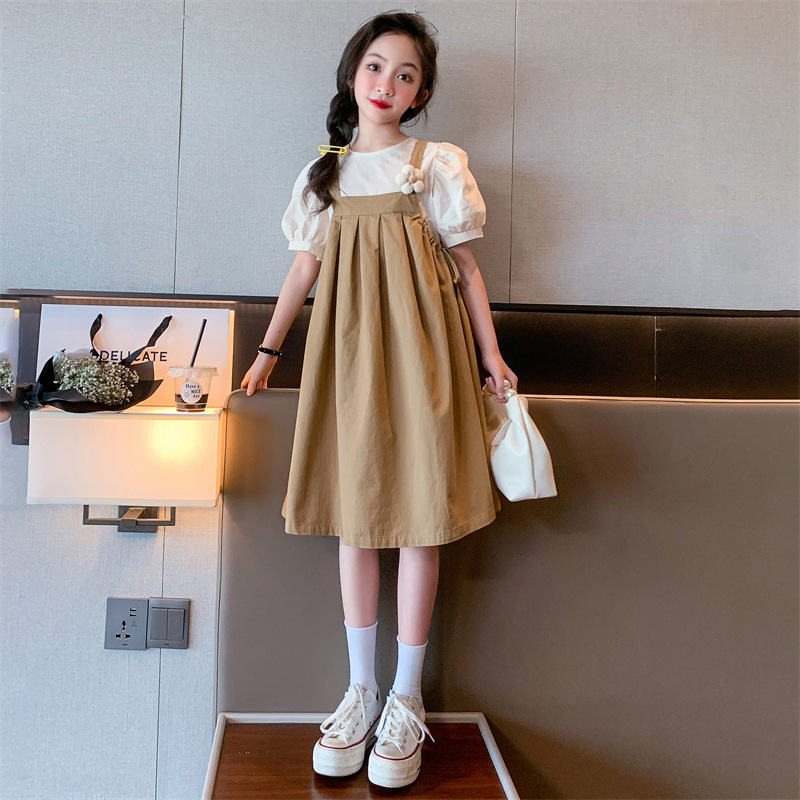女童夏季背带裙两件套2024新款韩版洋气大童连衣裙甜美女孩公主裙