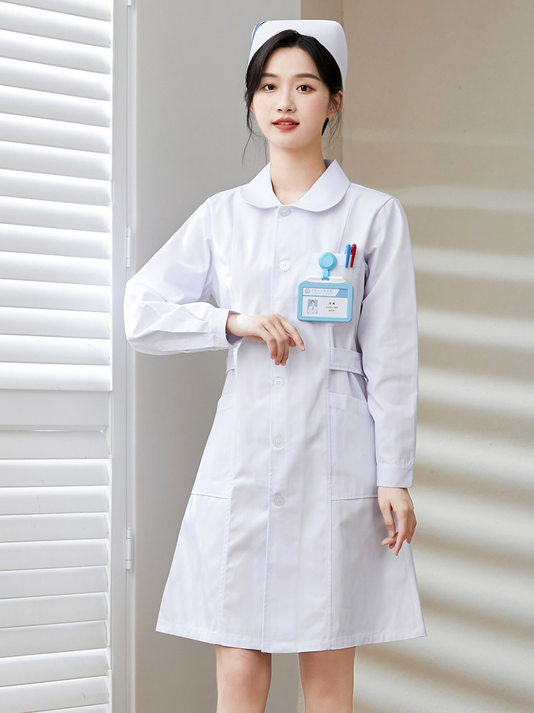 护士服女款长袖娃娃领白大褂短袖药店美容院工作服秋冬套装医学生