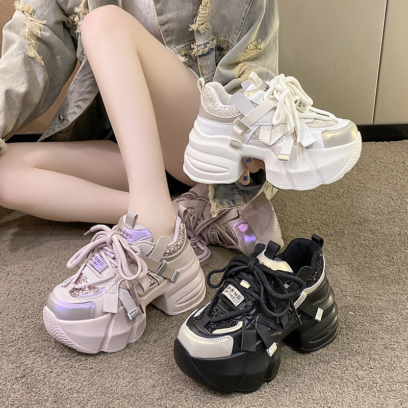 松糕厚底老爹鞋女2025新款春季增高休闲女士韩版百搭爆款运动鞋子