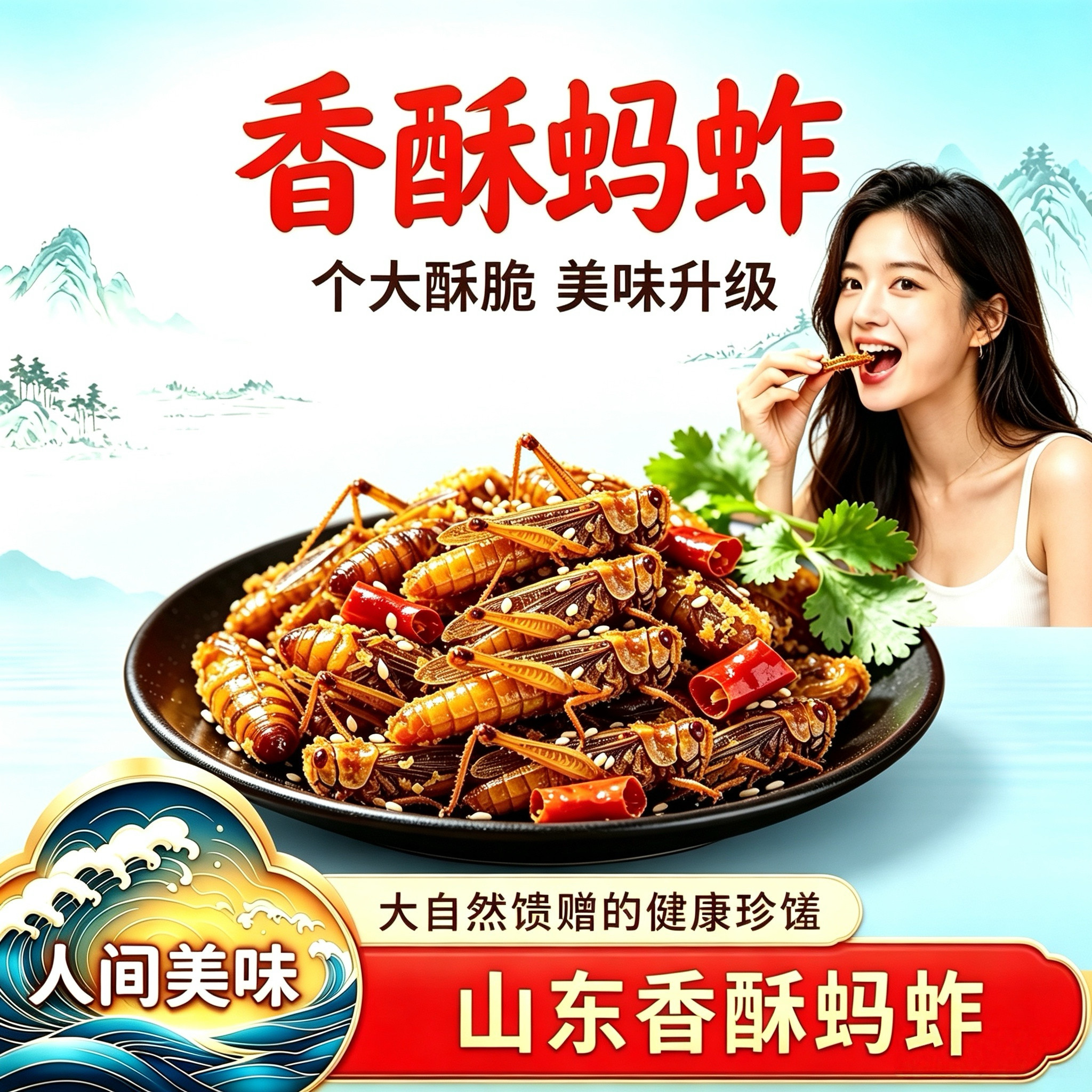 美味香酥蚂蚱【去内脏】香酥蚂蚱油炸即食新鲜蝗虫美食昆虫蚱蜢