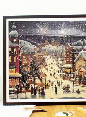 圣诞广场拼图框45*45画框架65*65装裱1000片相框50.8*68.6拼图框