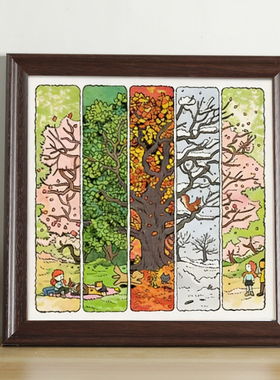 3djp四季插画拼图框900片44.6*44.6一年都是好时光画框守护兽相框