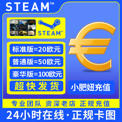 速发】Steam欧盟欧元钱包充值卡20/50/100eur 西班牙余额实体卡图
