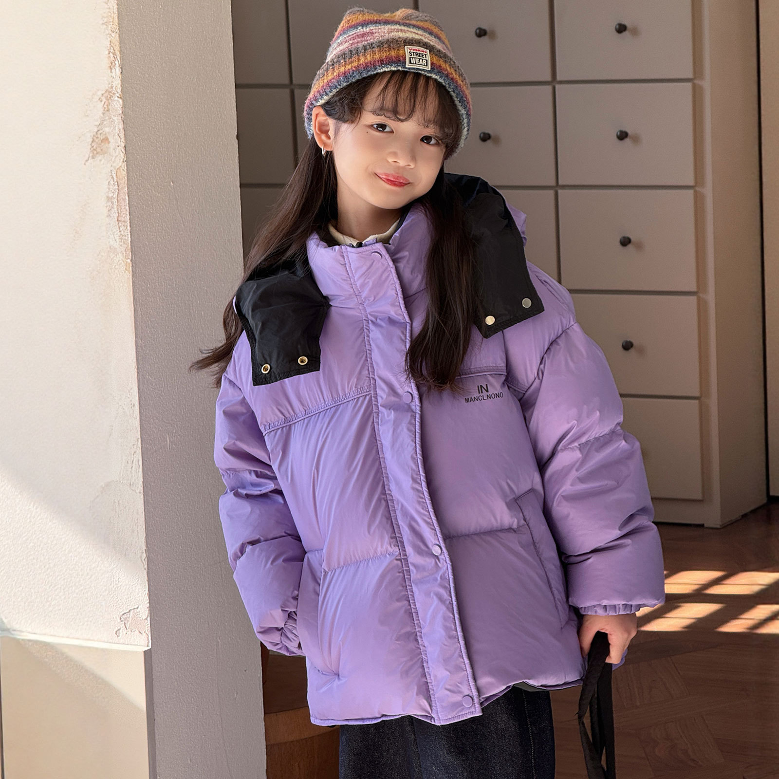 儿童羽绒服男童女童中大童韩版新款双面穿连帽保暖白鸭绒外套洋气