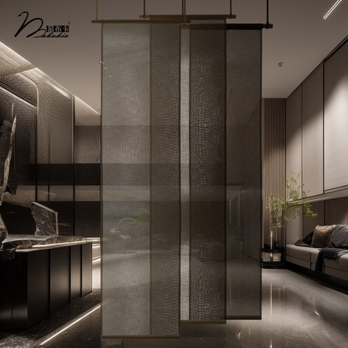 慕布卡MOBUKIA棉麻质感隔断帘玄关客厅阳台卧室柜子半透半遮定制