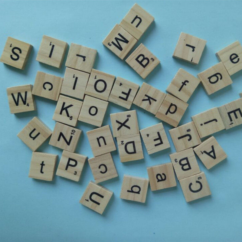 26 영어 문자 크기 번호 블록 빌딩 블록 DIY 복고풍 자연 혼합 색상 수제 어린이 교육 장난감