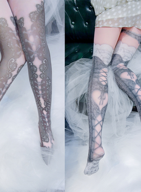 店主实拍Lolita软妹暗黑维多利亚性感绑带蕾丝丝袜连裤袜cosplay