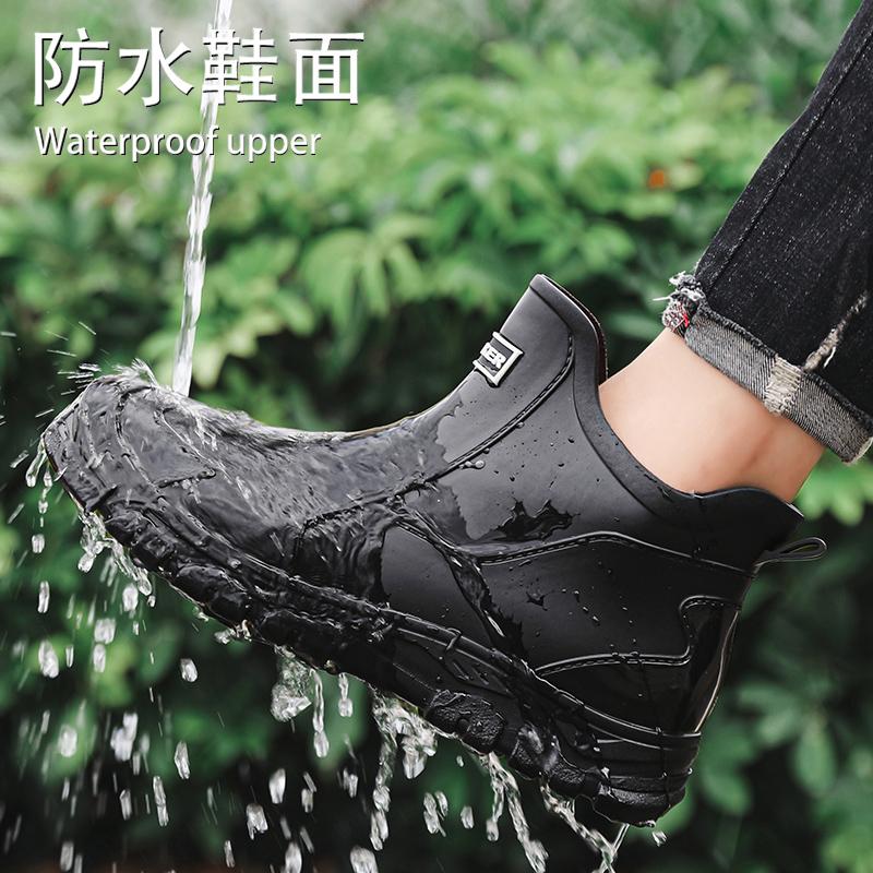 高档时尚雨鞋男新款防水鞋短筒防滑雨靴低帮钓鱼水靴胶鞋轻便雨天