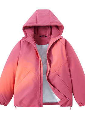 情侣款黑色加厚连帽棉衣女冬季新款潮牌休闲百搭抗寒保暖棉服外套