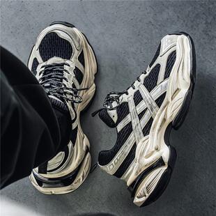 2026爆款增高老爹鞋男款飞织网面透气厚底男士休闲运动鞋韩版潮鞋