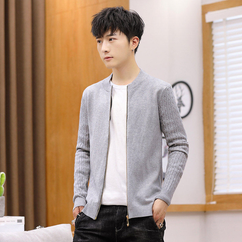 2025秋季男士针织拉链开衫高品质外套毛衣百搭薄款潮流修身帅气韩