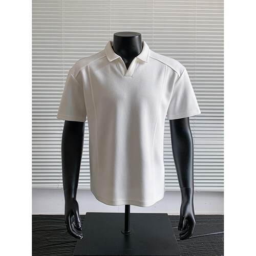 夏季解构拼接t恤痞帅高级感美式boxy正肩短袖polo衫男款v领半截袖