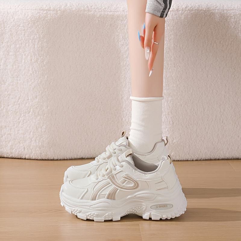 厚底增高老爹鞋女2026新款秋季软底小白鞋显脚小运动休闲鞋老爹鞋