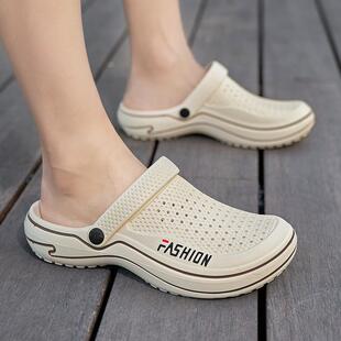 包头凉鞋男夏季外穿沙滩运动凉拖女软底镂空椰子情侣休闲两穿凉鞋