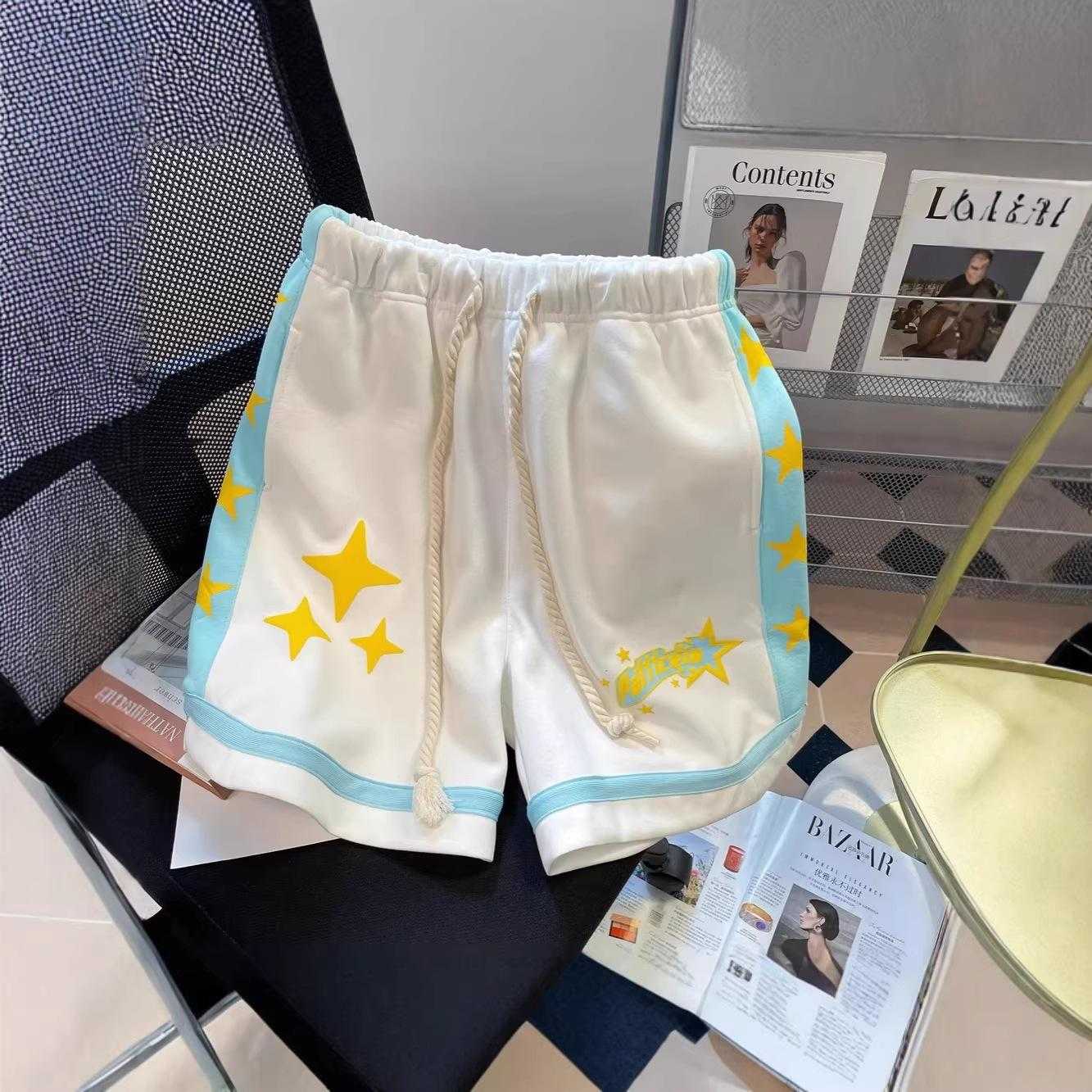 美式短裤男秋季薄款新款潮牌设计感宽松大码印花休闲时尚五分裤子