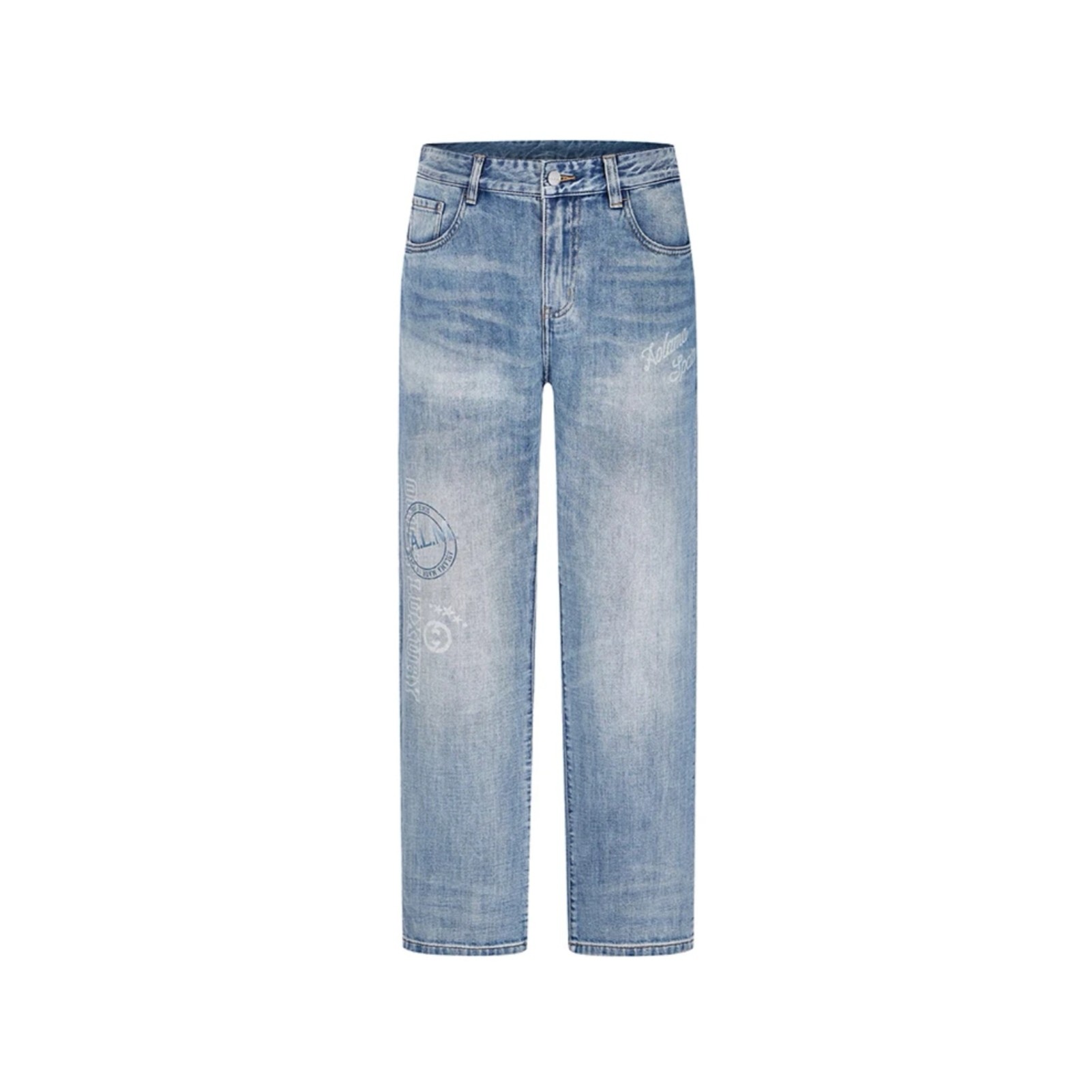 Aolama奥拉玛2026春夏新款高端男装直筒牛仔裤奢侈字母长裤正品