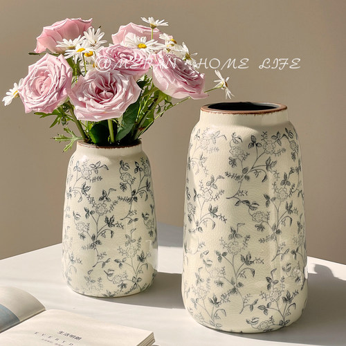 新古典法式复古碎花陶瓷花瓶