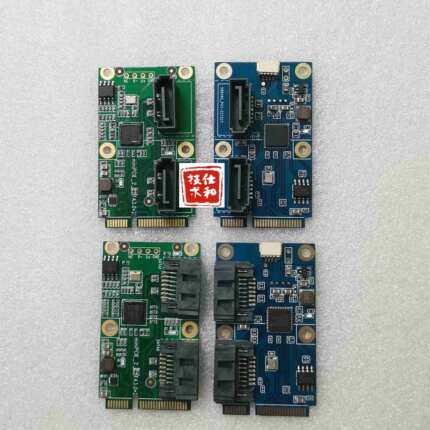 全高半高miniPCIE网卡接口转SATA3.0x2 miniPCIE转2个SATA3.0