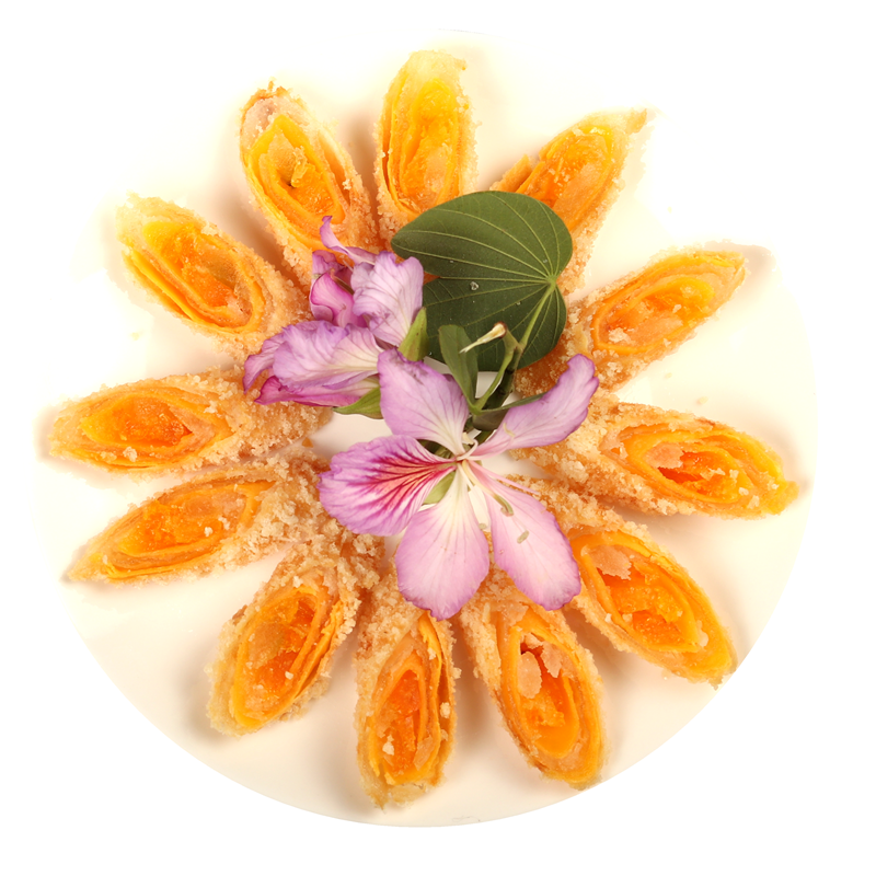 广东潮汕粤菜潮菜咸蛋卷油炸传统手工小吃蛋黄酥酒店餐厅美食拼盘
