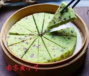 青汁松糕青麦汁糕红豆猪油糯米糕点杂粮速冻点心特色早餐粗粮