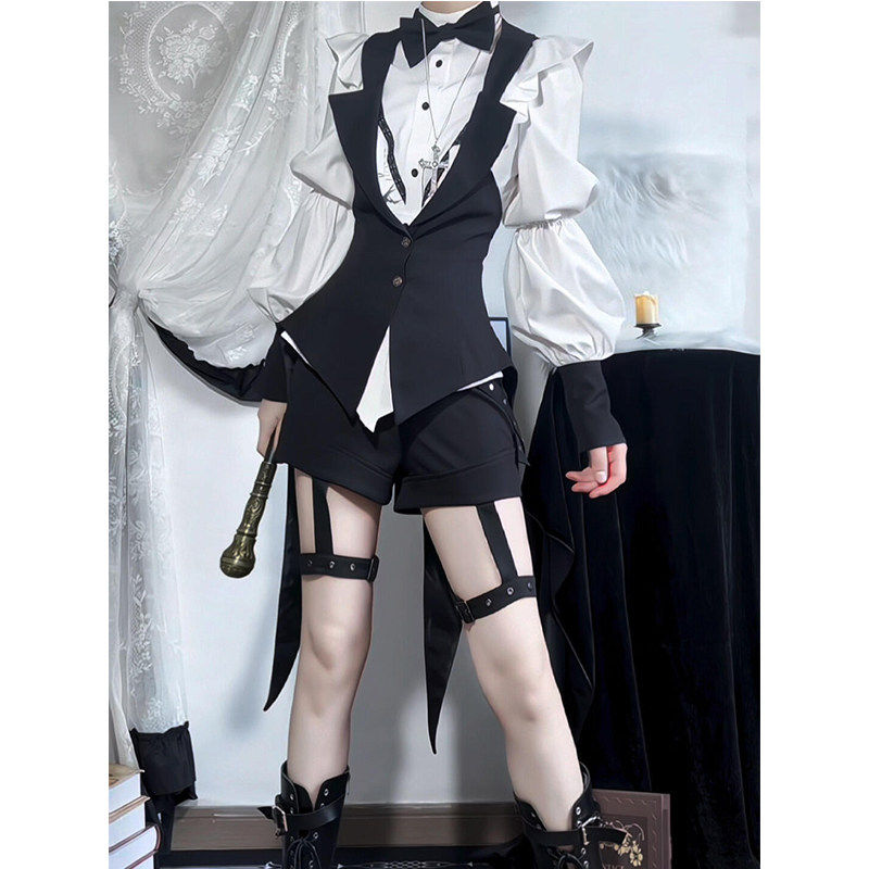 王子装哥特风Lolita裙马甲衬衫短裤马甲正太基佬装罗莉塔三件套