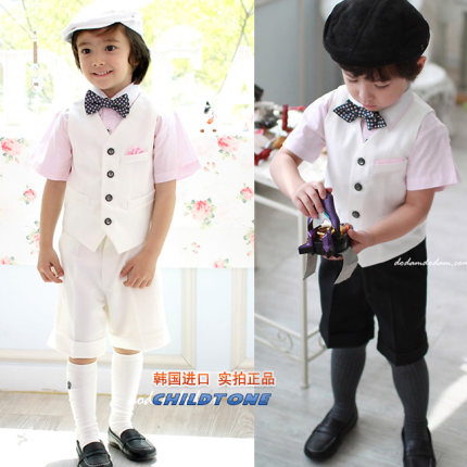 韩国进口儿童正装马甲短裤套装少儿宝宝男孩生日演出摄影拍照制服