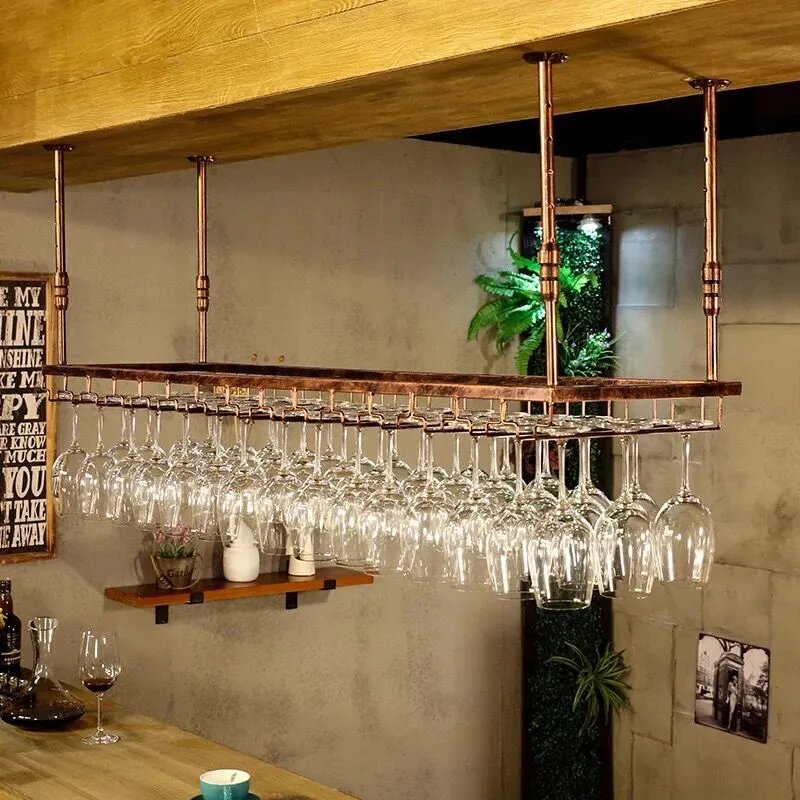 吧台酒杯架置物架餐厅红酒架悬挂倒挂高脚杯收纳吊挂架壁挂酒架子